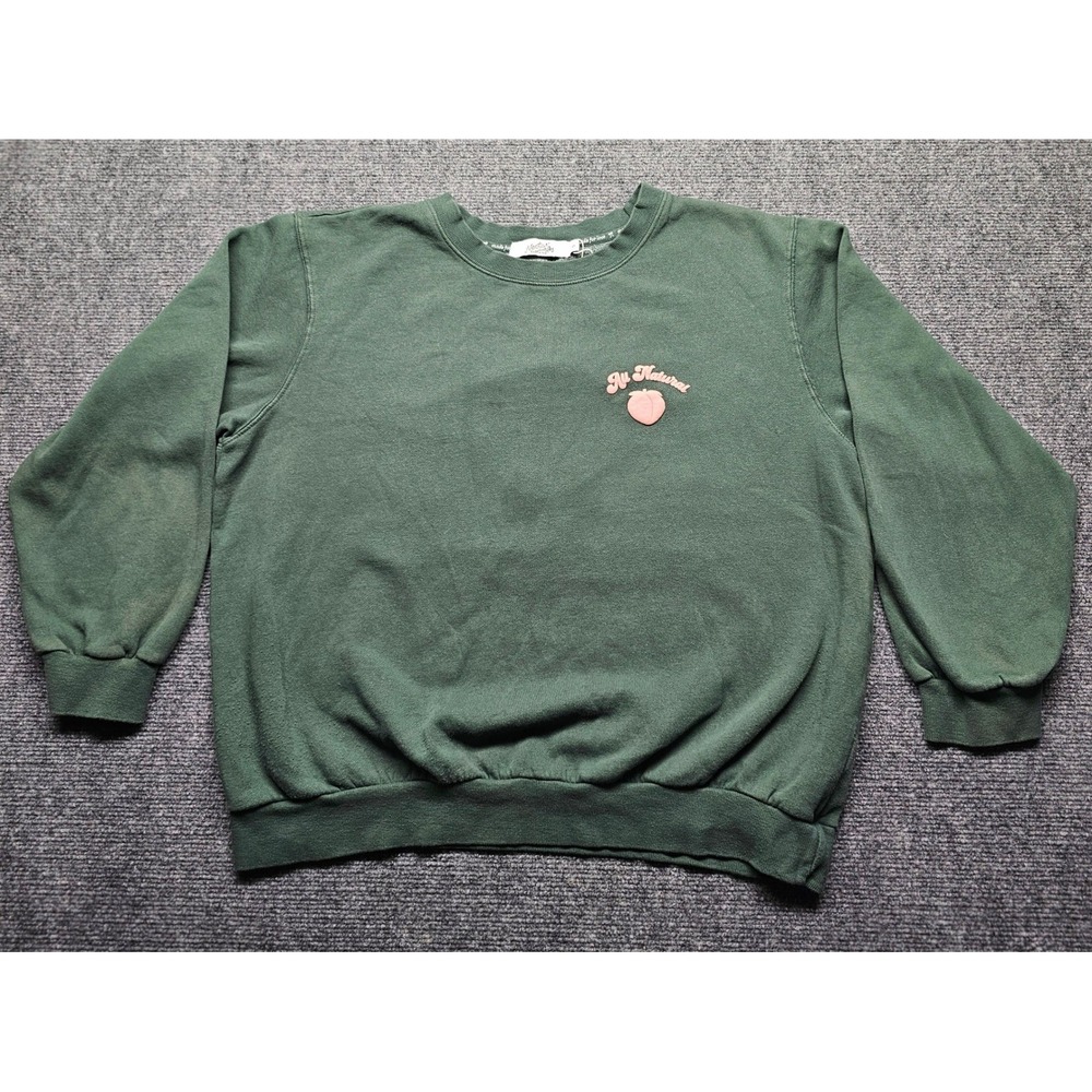 Nectar Clothing Au Natural Peach Graphic Sweatshirt Green Womens Small NCS2508